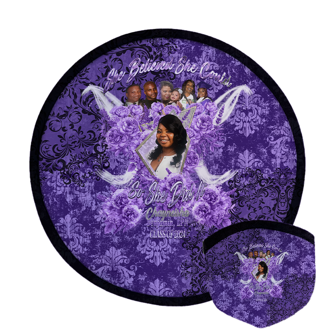 2024 Grad Damask Style Foldable Round Fan