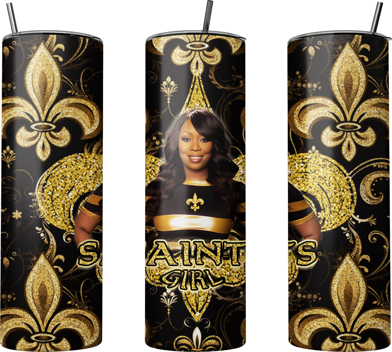 N.O. Saints Inspired Saints Girl Football Tumbler