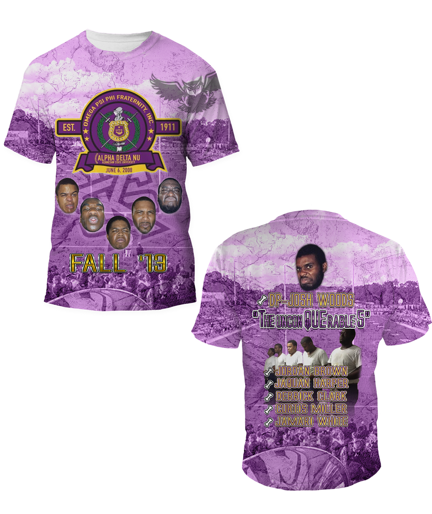 All Over Omega Psi Phi Front and Back Shirt