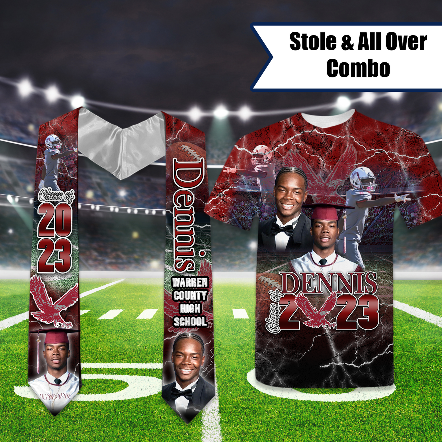 Paint Splash Graduation Stole and Matching 3D T-Shirt