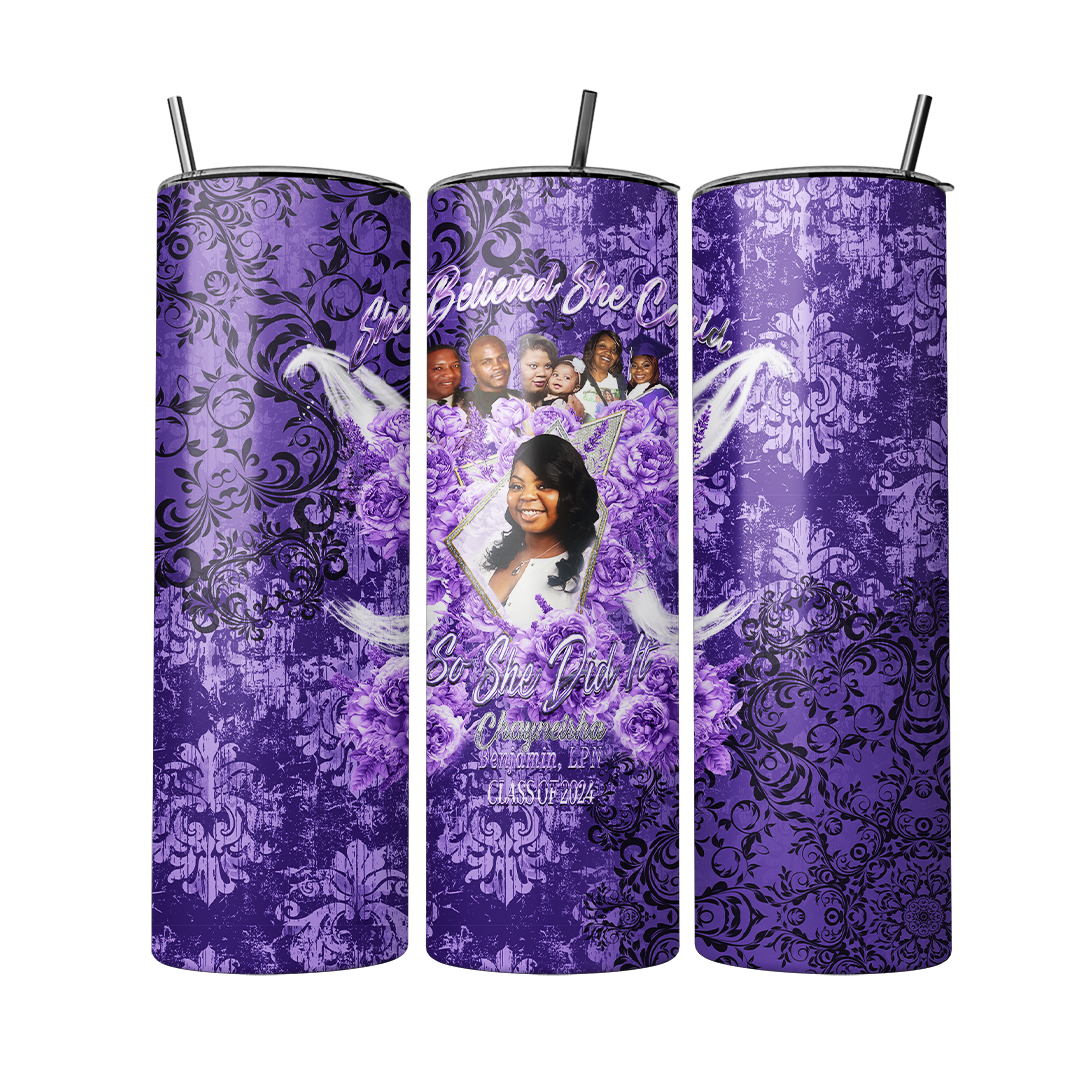 2024 Purple Damask Graduation Tumbler