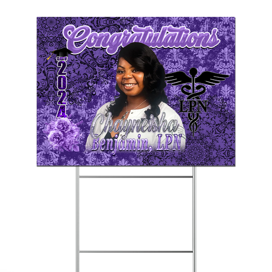 Graduation 2024 Damask Grad Yard Sign