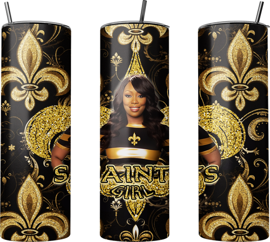 N.O. Saints Inspired Saints Girl Football Tumbler