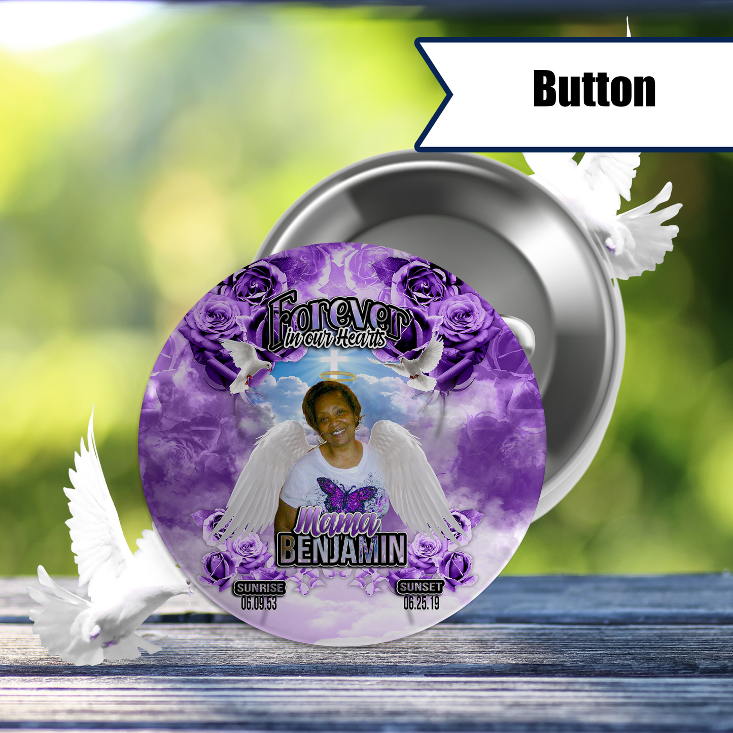Rose Memorial Full-Color Buttons