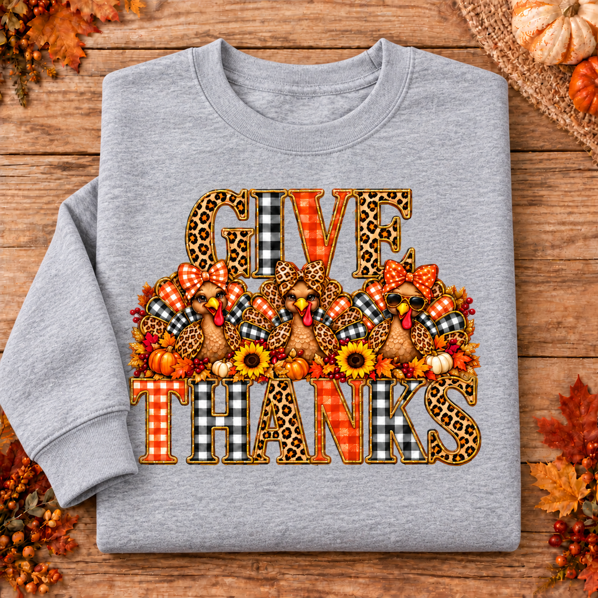 Give Thanks Turkey Trio crewneck