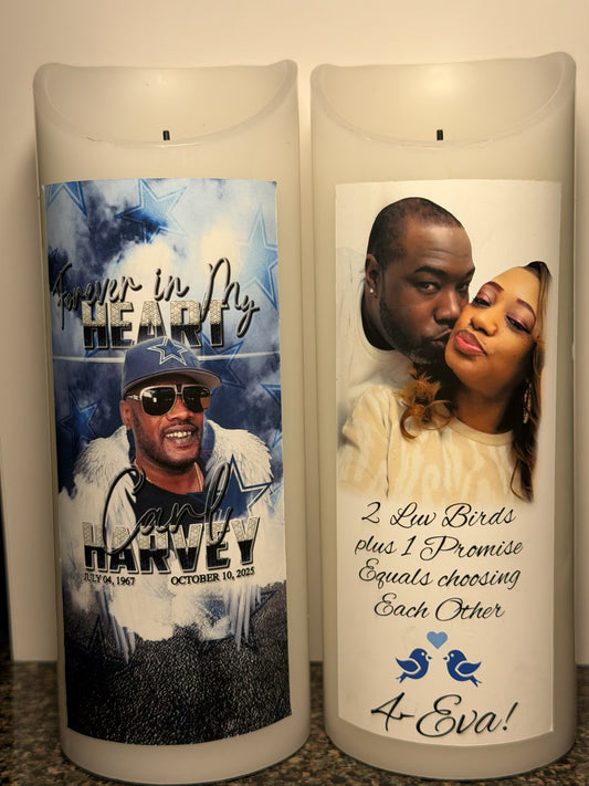 Personalized Photo Candle | Custom Memorial, Keepsake & Celebration Candle (Wax or Flameless LED)