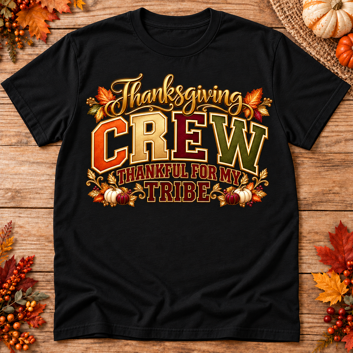 Thankful for My Tribe Thanksgiving Crew t-shirt in black